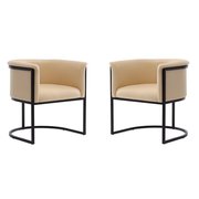 Manhattan Comfort Bali Dining Chair in Tan and Black (Set of 2) 2-DC044-TN